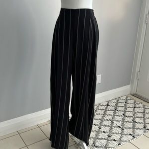 Dynamite Black with Grey Pin Strip Flowy Pants, Size Medium